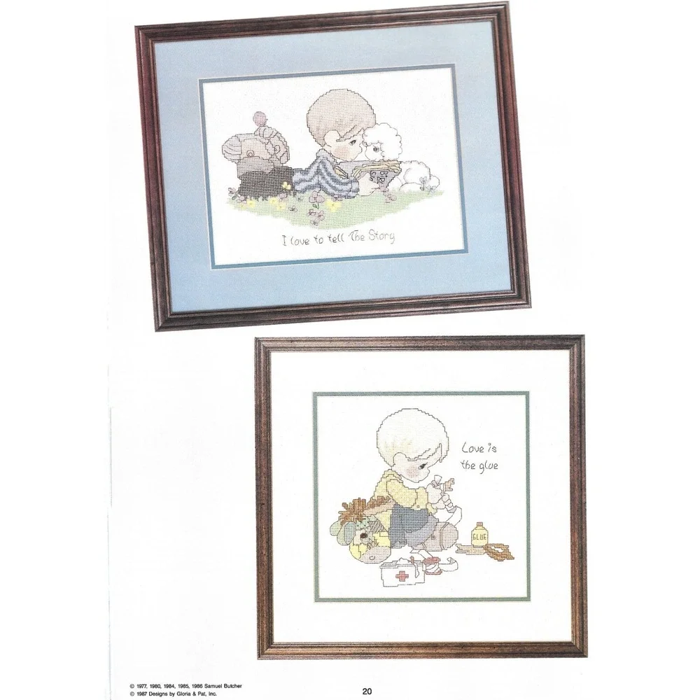 Lot of 2 Precious Moments Cross Stitch Booklets Gloria & Pat Designs PM 16 PM 17